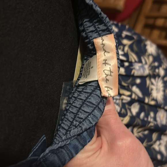 NWT! Long Maxi Navy Blue & White Floral Summer Dress w/ Corset-like Denim Top - Picture 7 of 10